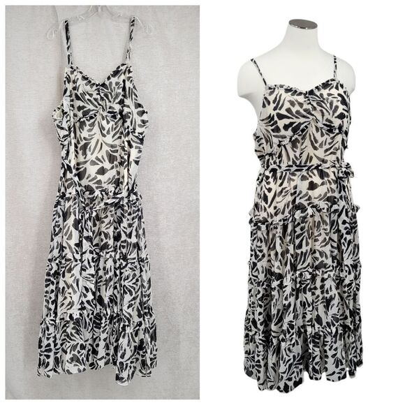 Alexis for Target Botanical Sleeveless Tiered Ruffle Dress Women's Plus Size 3X - Picture 2 of 14